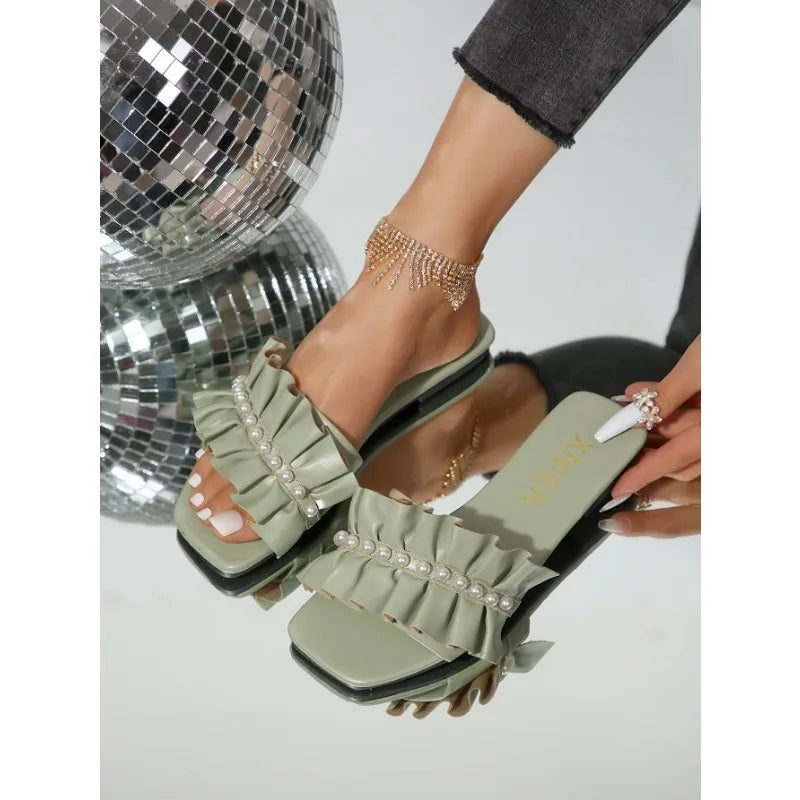 2024 Summer Shoes Designer Women Slippers Outside Beach Slides Flat-heeled