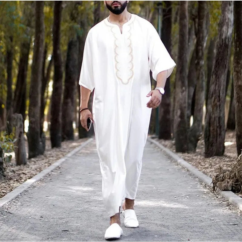 2024 Summer Arab Robe with Loose Fit and Middle Eastern Print