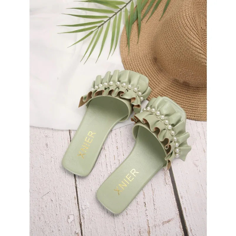 2024 Summer Shoes Designer Women Slippers Outside Beach Slides Flat-heeled