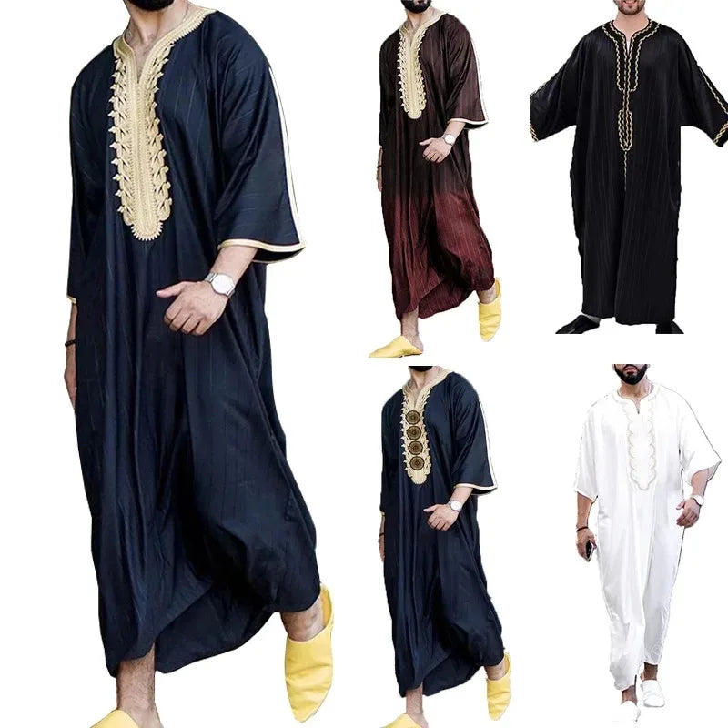 2024 Summer Arab Robe with Loose Fit and Middle Eastern Print