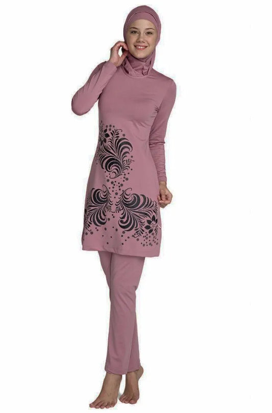 Muslim Swimwear Women Modest Floral Print Full Cover Swimsuit Islamic Hijab Burkinis