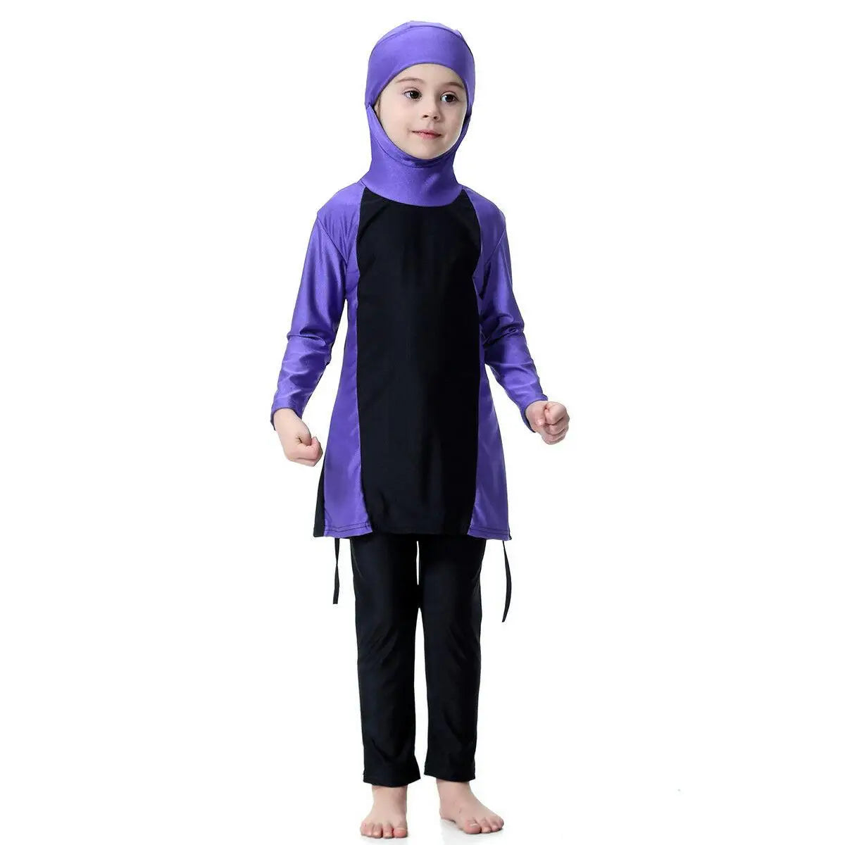 Islamic Swimming Suit For Girls Long Sleeve Hooded Swimwear Modest