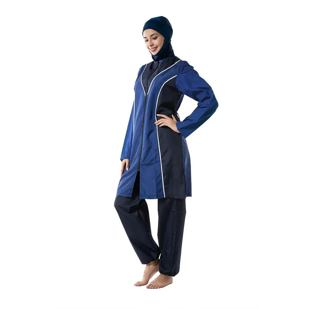 3PCS Women Full Cover Long Sleeve Swimsuit Muslim Hijab Swimwear