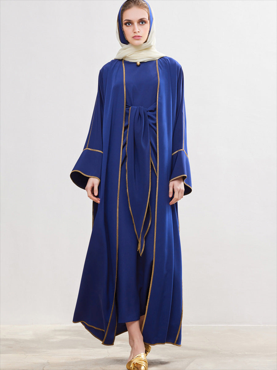 Muslim Mid length Abaya Clothing  Middle Eastern Robe  Long Set