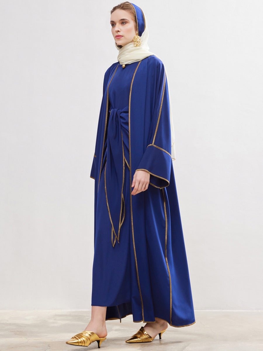 Muslim Mid length Abaya Clothing  Middle Eastern Robe  Long Set