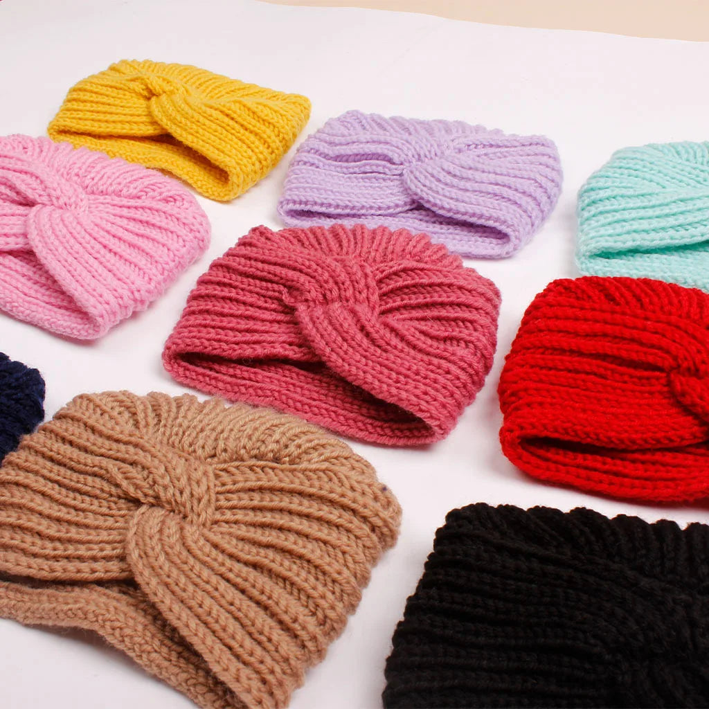 Knitted Newborn Beanie Baby Turban Hats for Girls Boys Toddler  Headwrap Infant Accessories 0-18M