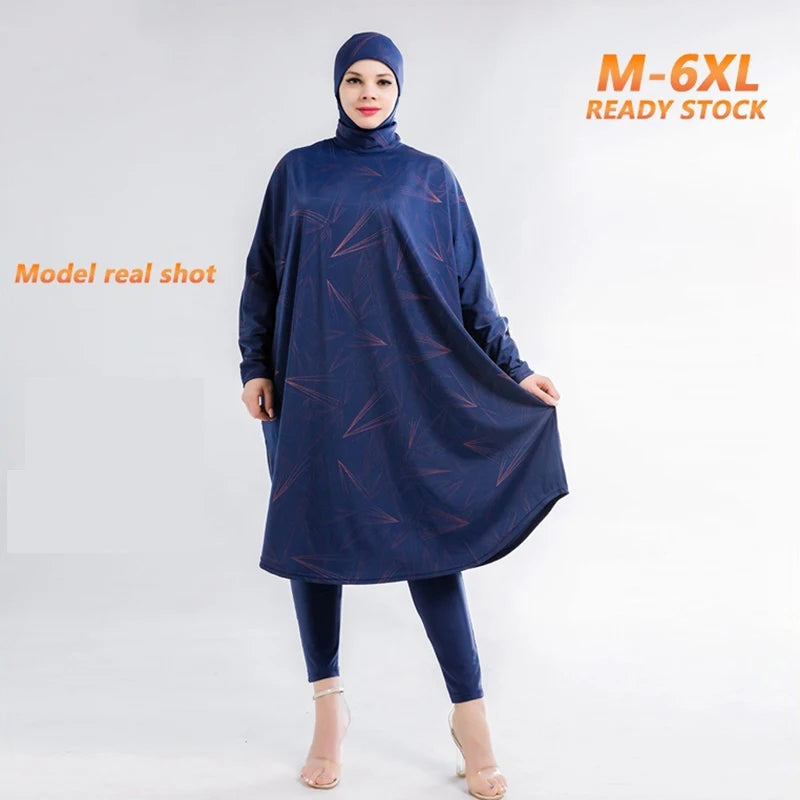 Muslim Burkini Swimming Suit For Women Modest Swimwear Long Sleeve Cover Ups Bat Shirt