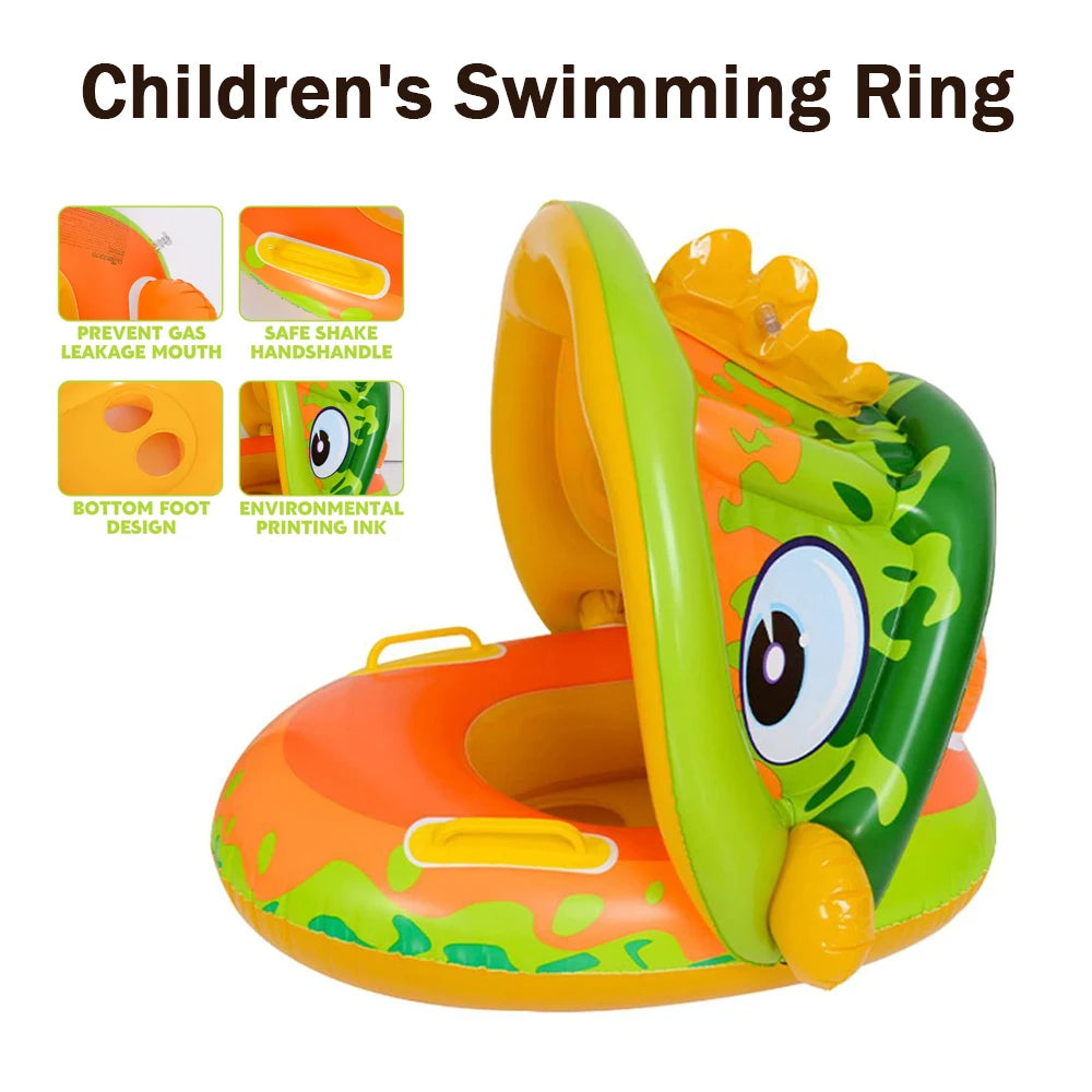 Baby Swimming Pool Float Infant Inflatable Floating Ring Sunshade Baby And Mother Swim Trainer Toy Kids 1-3y