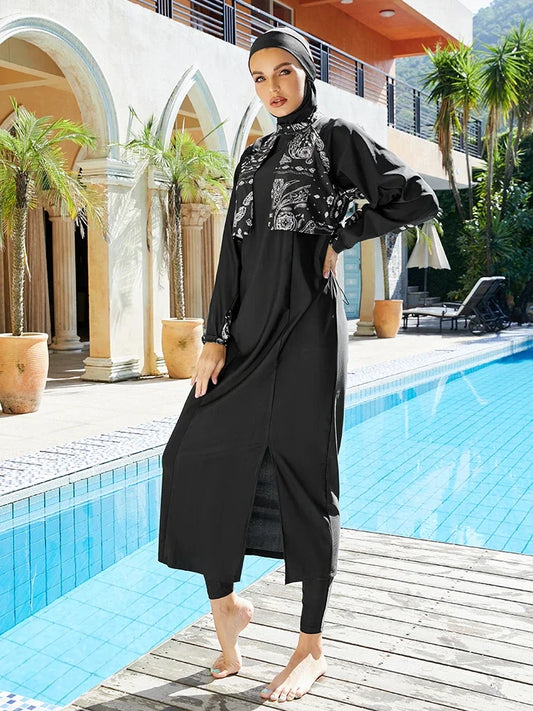 2024 Burkini Long Islamic Modest Muslim's Swimming Suit for Women with Hijab 3 Pieces