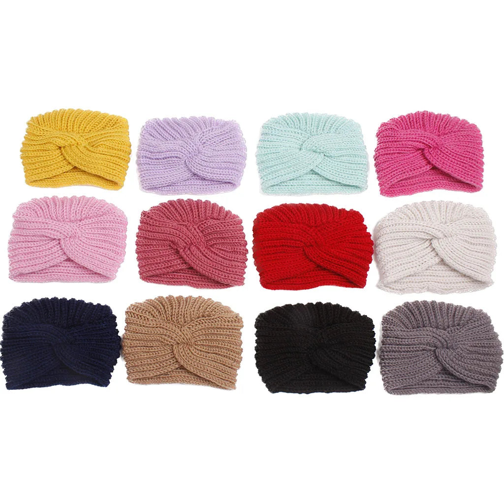 Knitted Newborn Beanie Baby Turban Hats for Girls Boys Toddler  Headwrap Infant Accessories 0-18M