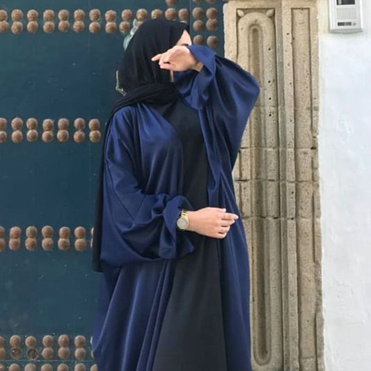 Open Abaya Kimono Satin Hijab Dress Abayas for Women Dubai  Robe