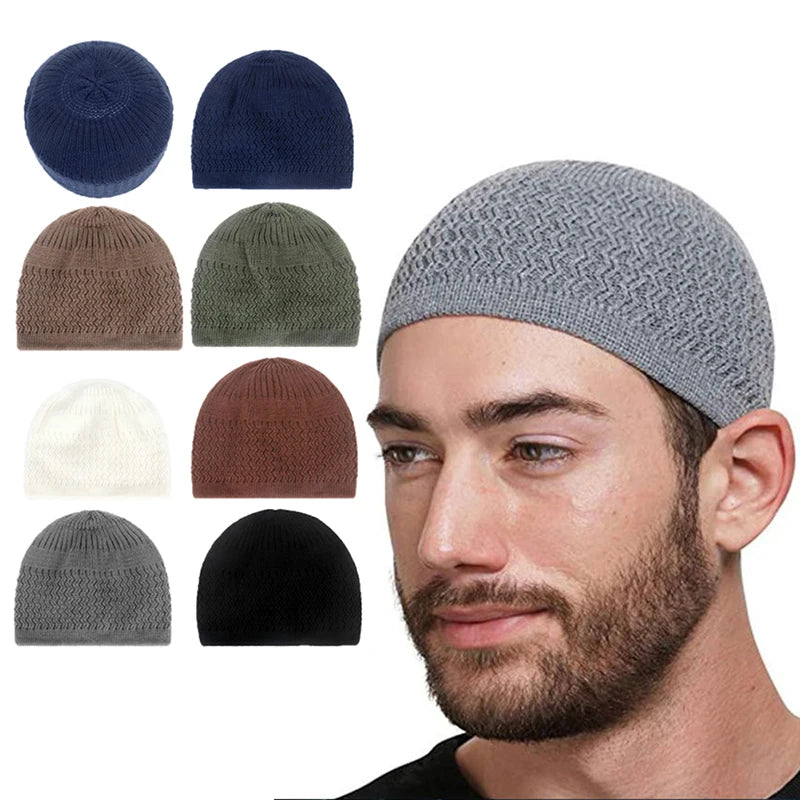 Knitted Muslim Men Prayer Hats  Cap