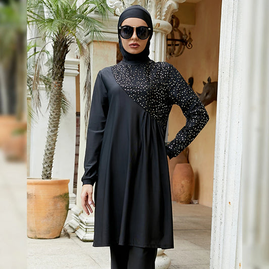 Burkini Muslim Swimwear Black Swimsuit Hijab Islamic Women Full  Long Sleeve