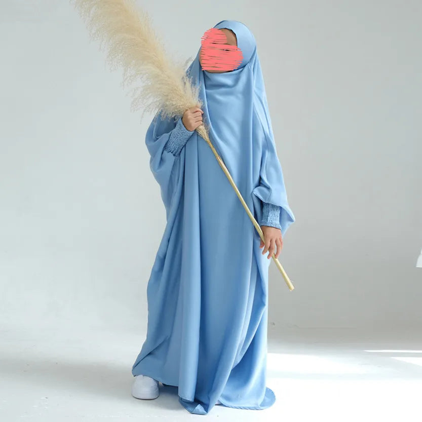 2024 New Girls Muslim Prayer Garment Kids Jilbab  Islam Clothing Long Robe