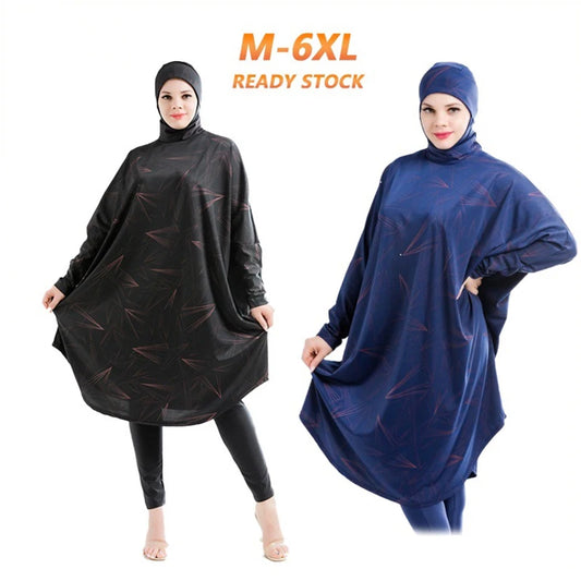 Muslim Burkini Swimming Suit For Women Modest Swimwear Long Sleeve Cover Ups Bat Shirt