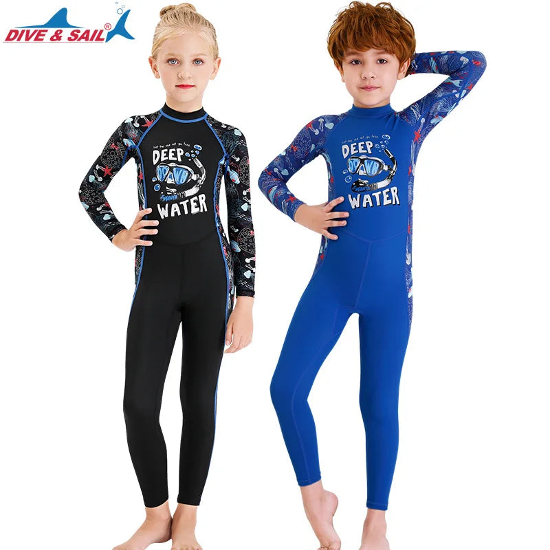 bathing suit sunblock one-piece wetsuit long sleeve boys and girls drifting snorkeling speed dry jellyfish UPF50+