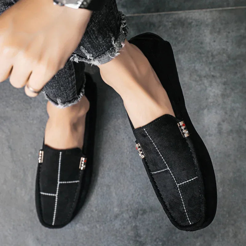 Casual Men Shoes 2024 Slip on Formal Loafers Black Driving Flat Breathable