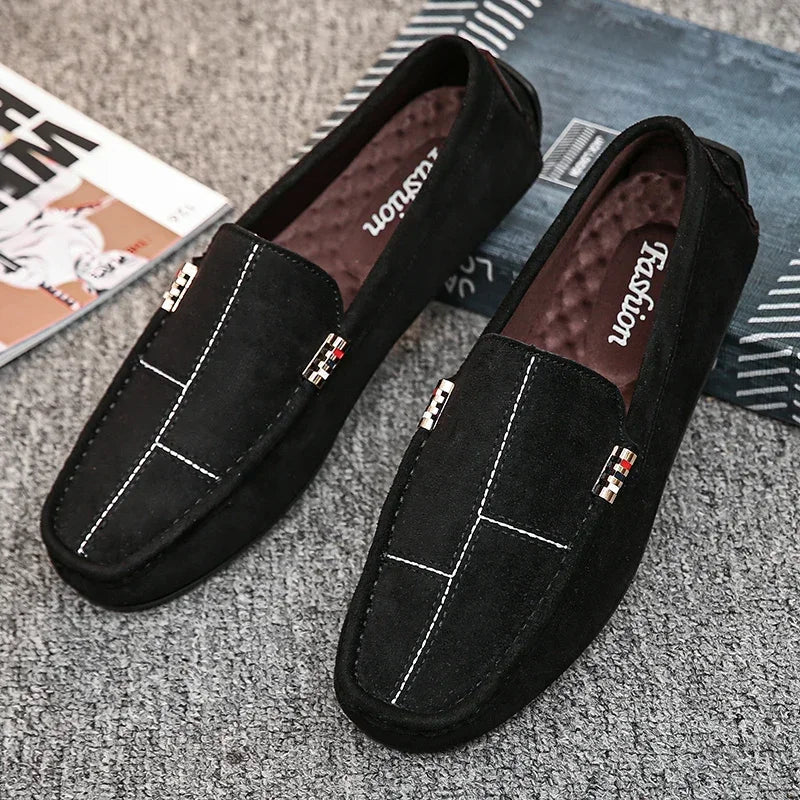 Casual Men Shoes 2024 Slip on Formal Loafers Black Driving Flat Breathable