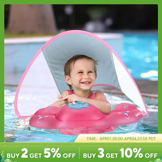 Baby Swimming Float With Canopy Inflatable Infant Ring