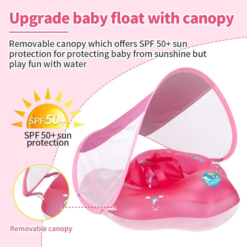 Baby Swimming Float With Canopy Inflatable Infant Ring