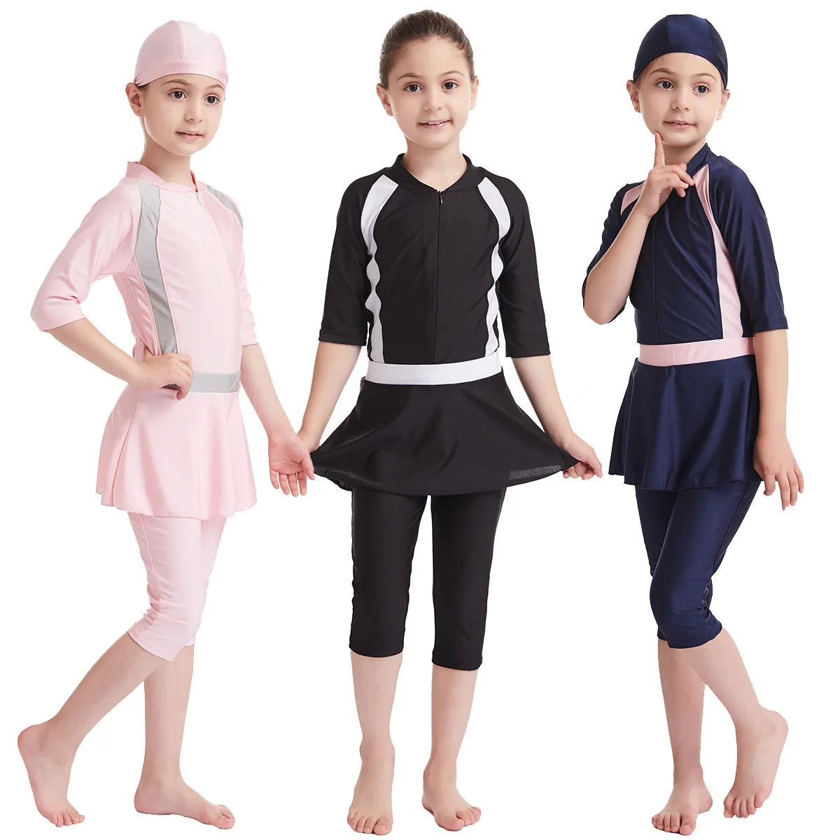 3pcs Girls Muslim Swimwear Swim Long Swimsuits Islamic