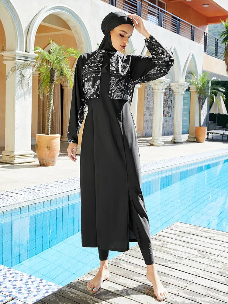 2024 Burkini Long Islamic Modest Muslim's Swimming Suit for Women with Hijab 3 Pieces