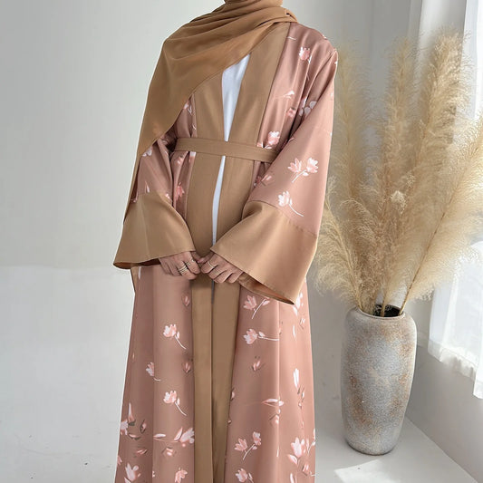 Abaya 2024 New Women's Muslim Clothing Robe Luxury Floral Printed Long  Elegant