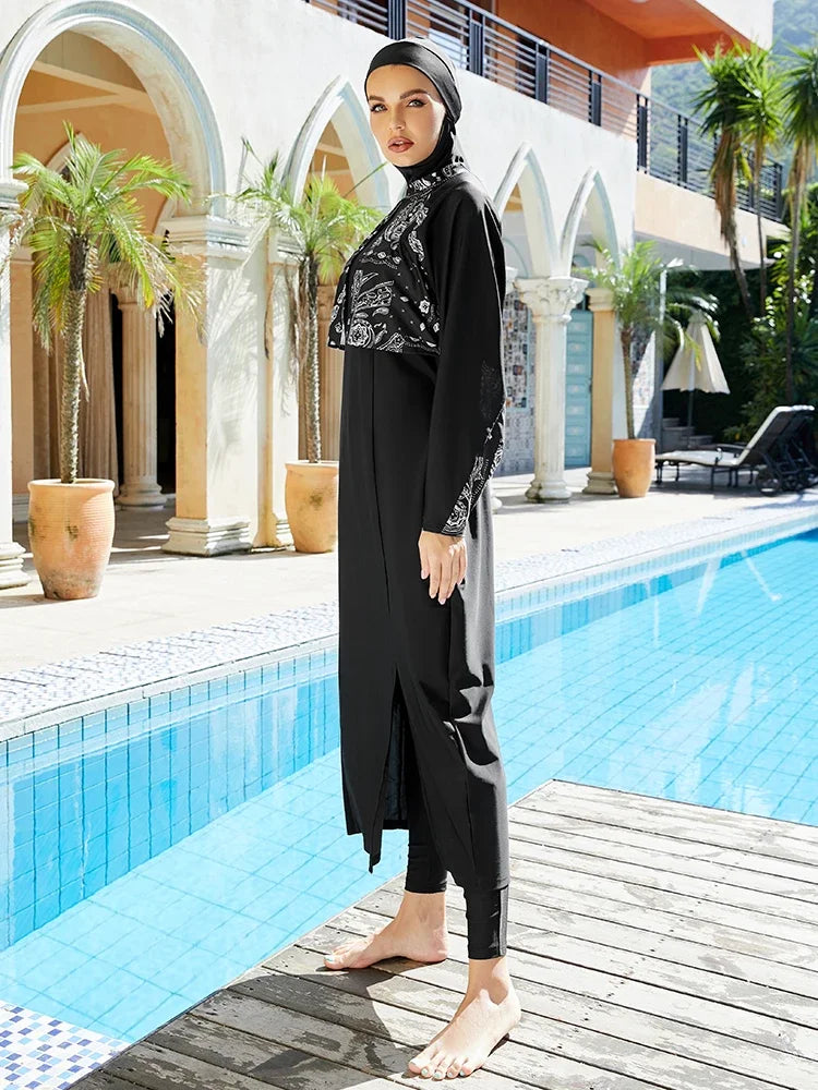 2024 Burkini Long Islamic Modest Muslim's Swimming Suit for Women with Hijab 3 Pieces