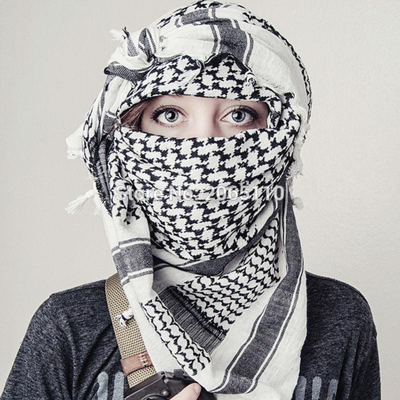 Military Arab Keffiyeh Shemagh Scarf Cotton  Head Wrap Windproof Tactical Camping Scarf