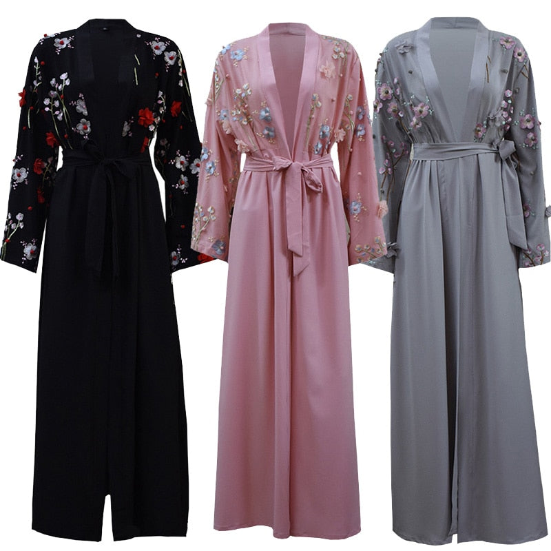 Arab Islam Women Long Floral Muslim Kimono abaya