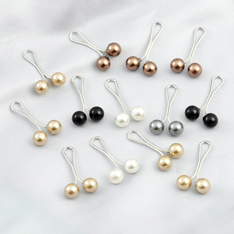 12pcs/lot Drop Pearls Pins Muslim Women Shawl Scarf Clips Pearl Brooch Pin Multicolor