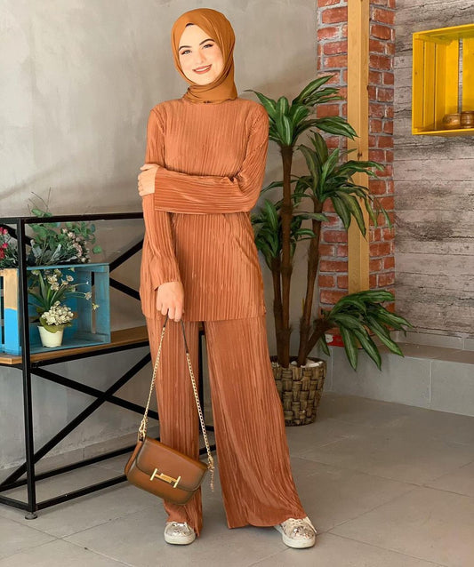 Womens Hijab and Two Piece Suits Dress Wide Leg Pants